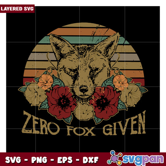 Layered SVG Fox Artwork Design, Zero Fox Given Floral Theme