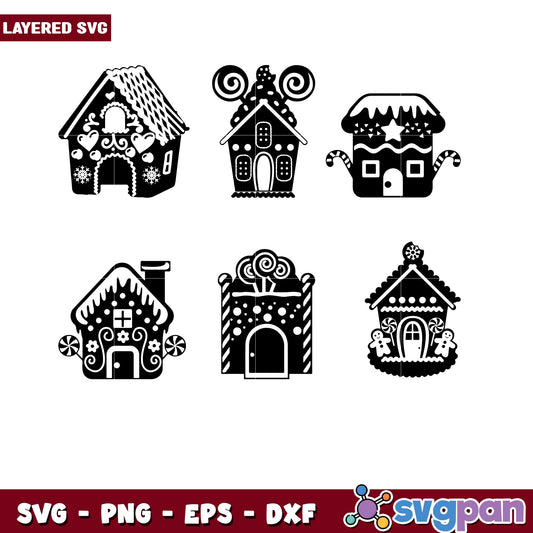 Layered SVG Gingerbread House Bundle
