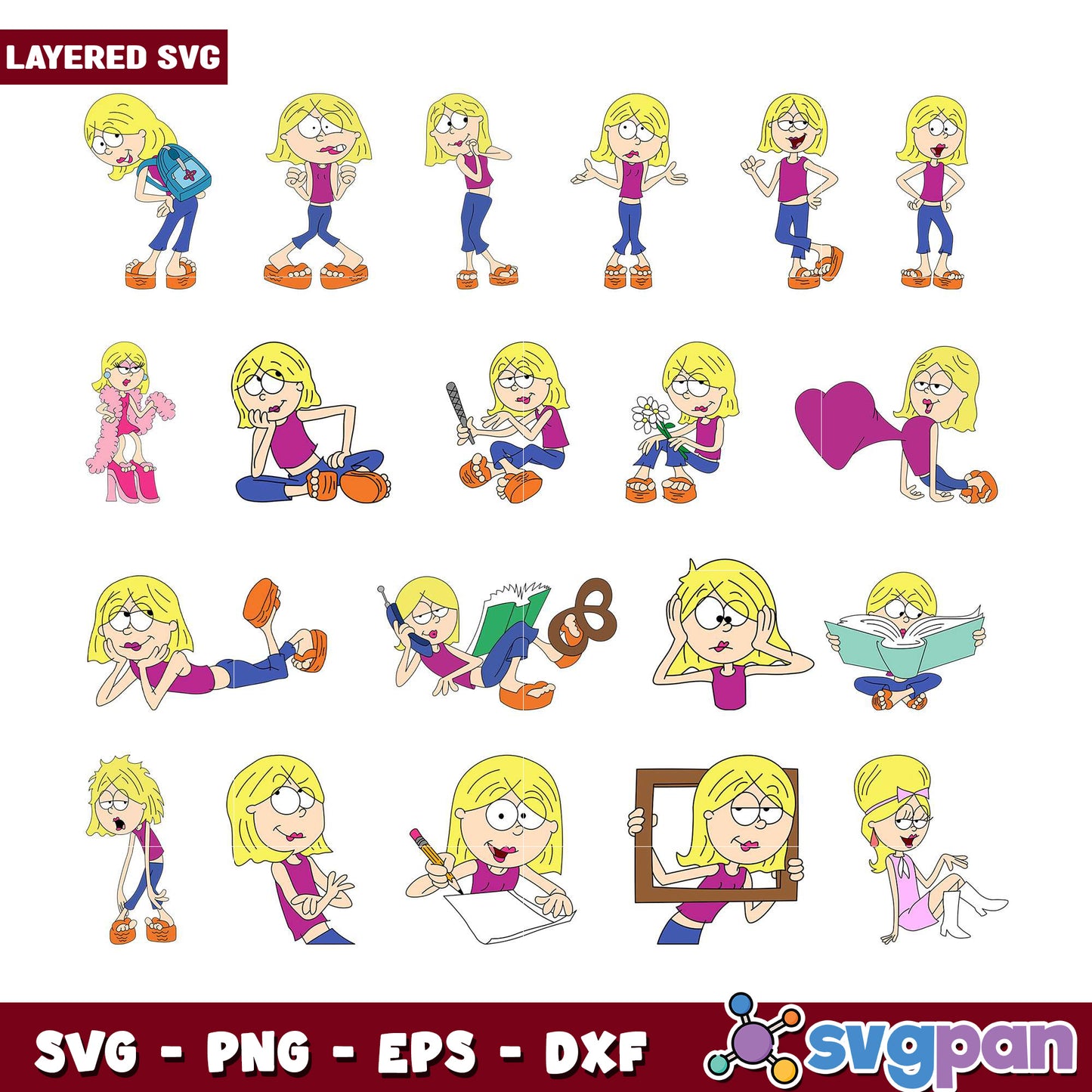 Layered SVG Girl Character Bundle for Crafts and Art