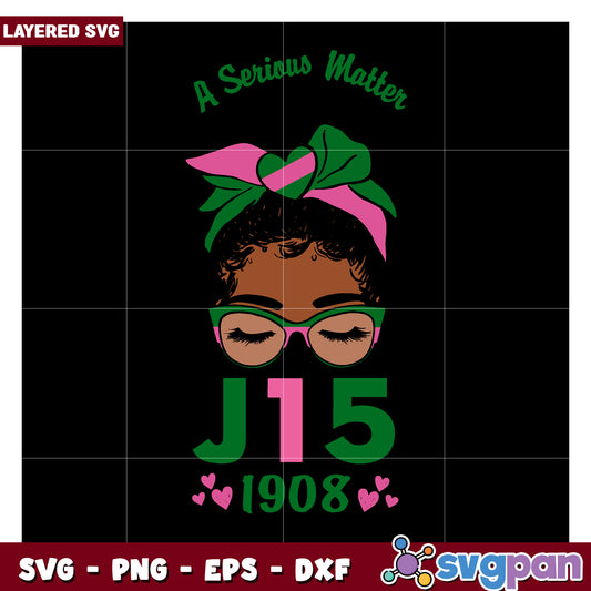 Layered SVG Girl With Glasses Design, A Serious Matter Quote SVG