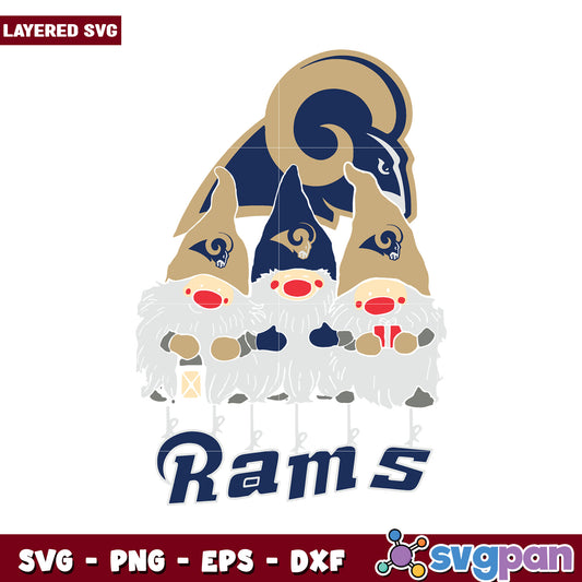 Layered SVG Gnome Design for Rams Fans, Perfect for Crafts and Decor