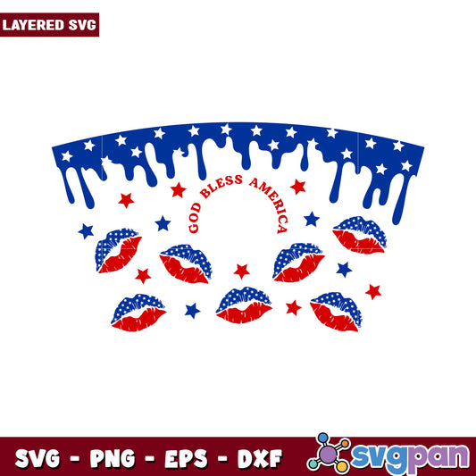 Layered SVG God Bless America design for patriotic crafts, perfect for celebrations and decor ideas