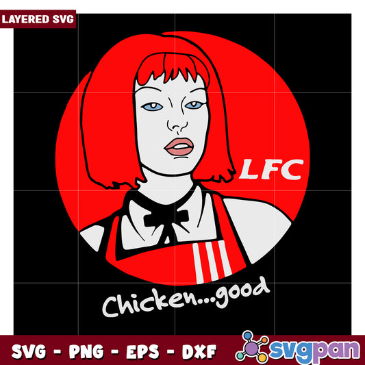 Layered SVG Graphic of Stylish Chicken Girl, Perfect for Apparel Design