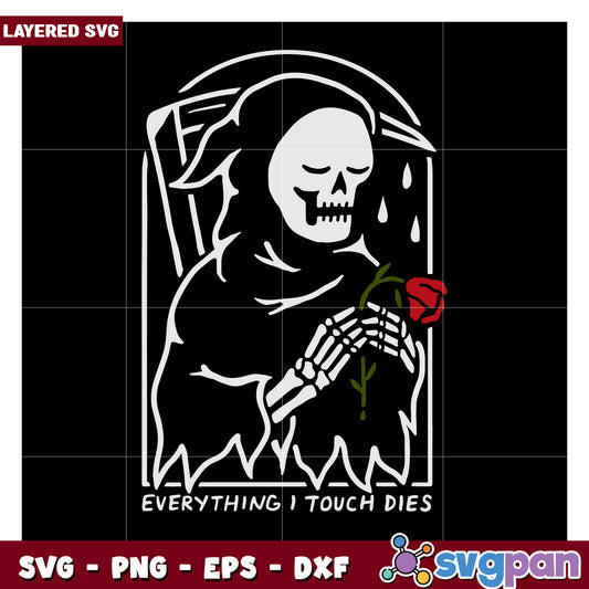 Layered SVG Grim Reaper Design, perfect for Halloween crafts