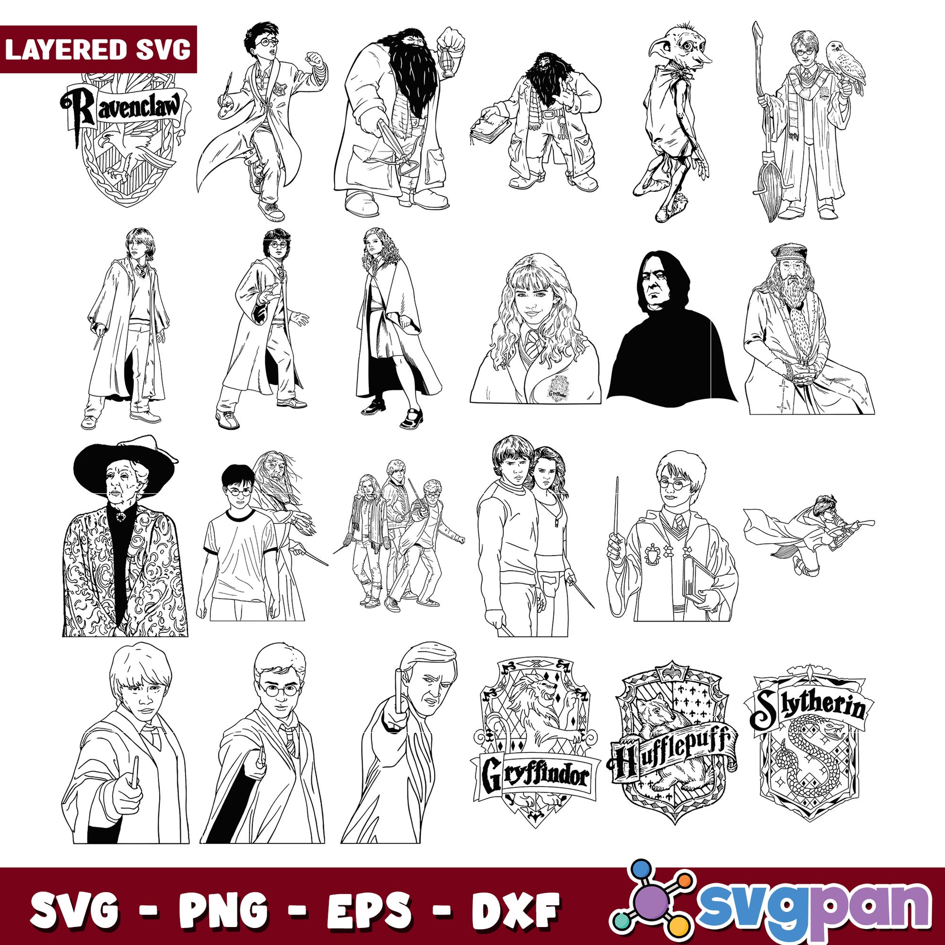 Layered SVG Harry Potter Bundle