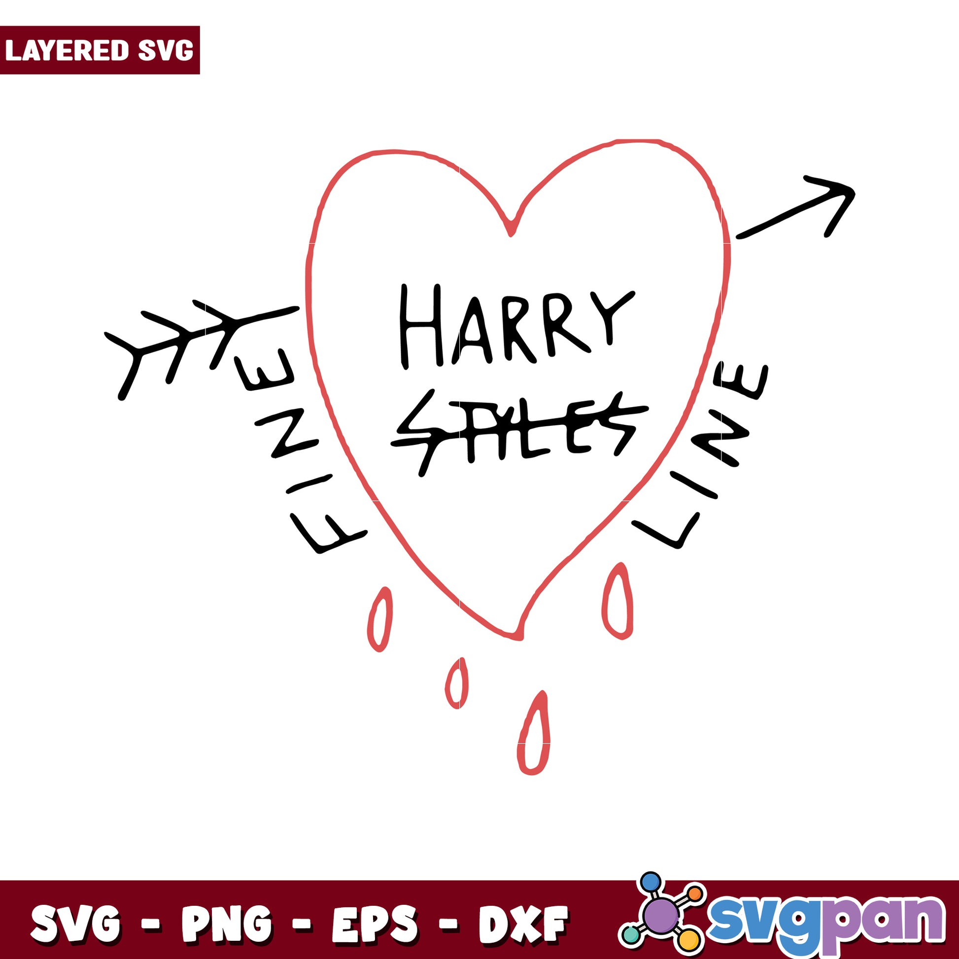 Layered SVG Heart Design for Harry Styles Fans, Perfect for DIY Projects