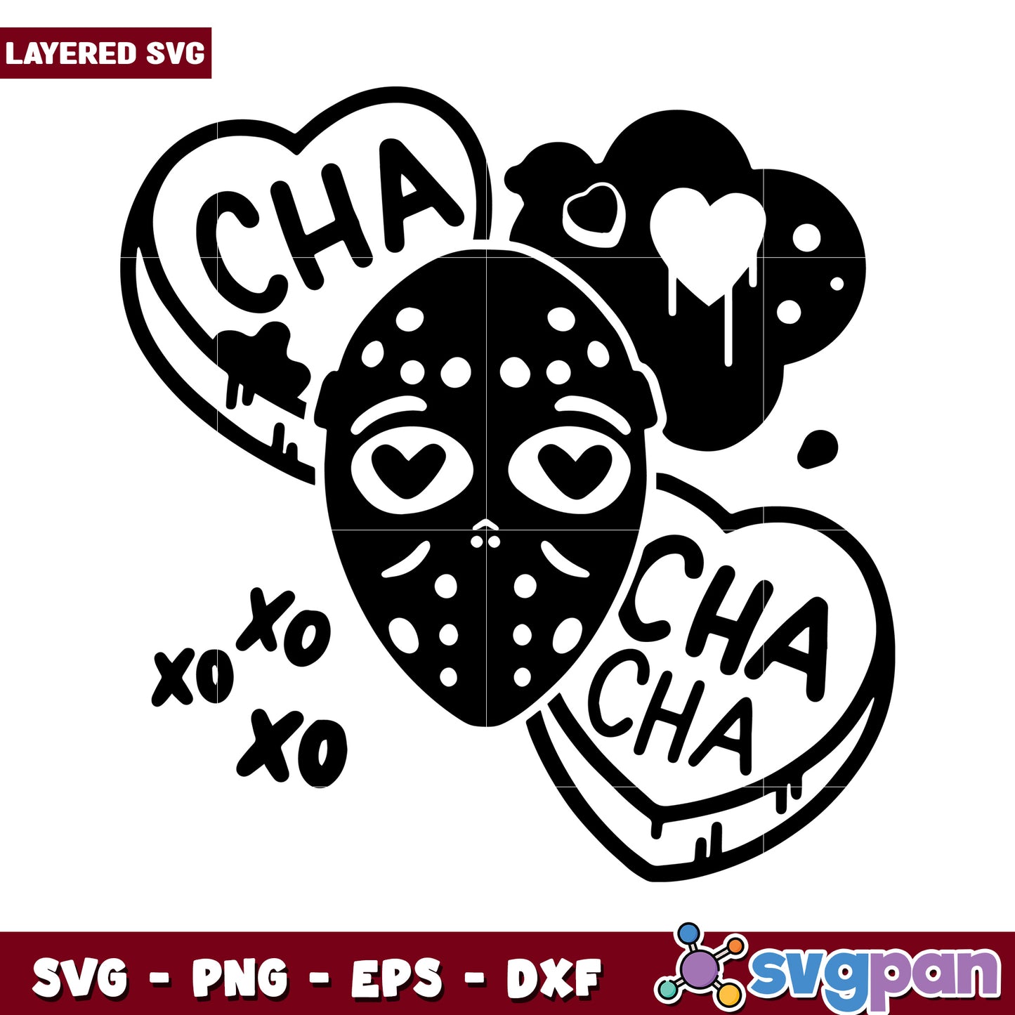 Layered SVG Heart Design with Mask, Perfect for Craft Projects