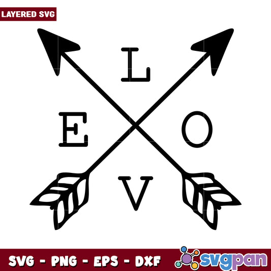 Layered SVG Love Arrows Design, Perfect for Craft Projects and Gifts