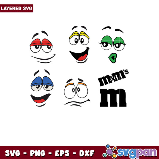 Layered SVG M&M Faces Bundle