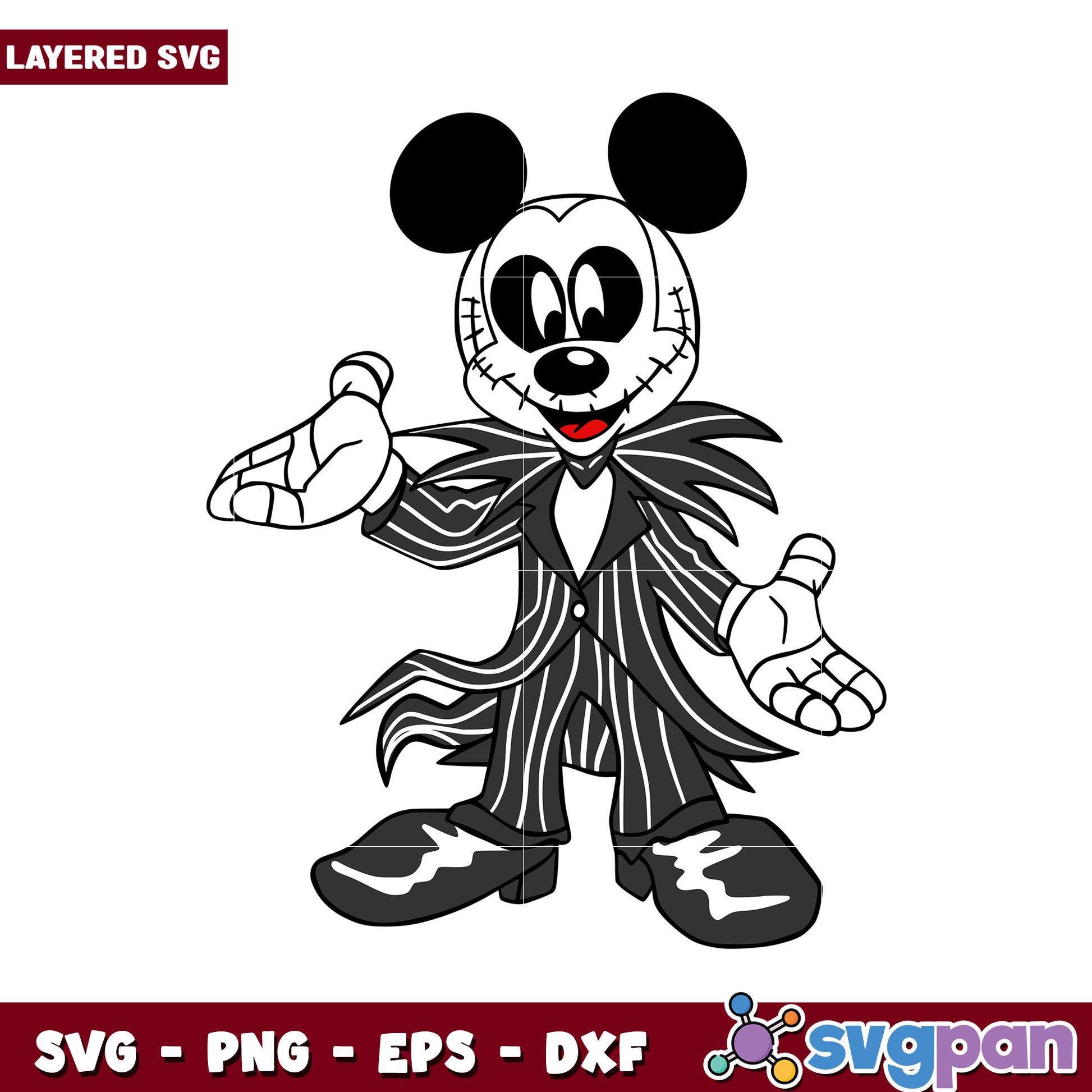 Layered SVG Mickey Mouse Design for Crafting, Perfect for Halloween Projects