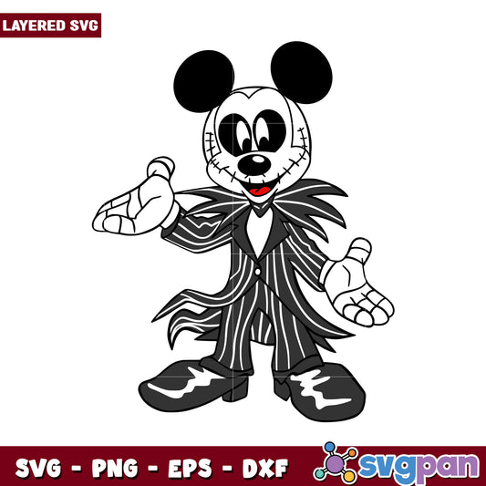 Layered SVG Mickey Mouse Design for Crafting, Perfect for Halloween Projects