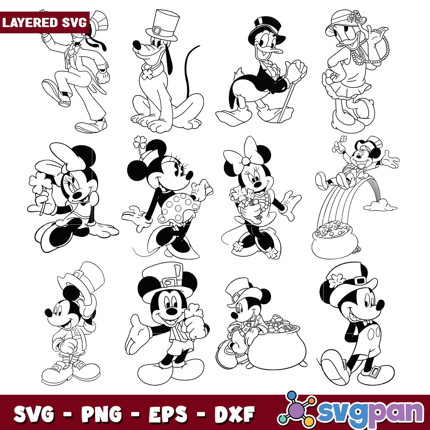 Layered SVG Mickey St Patricks Day Bundle