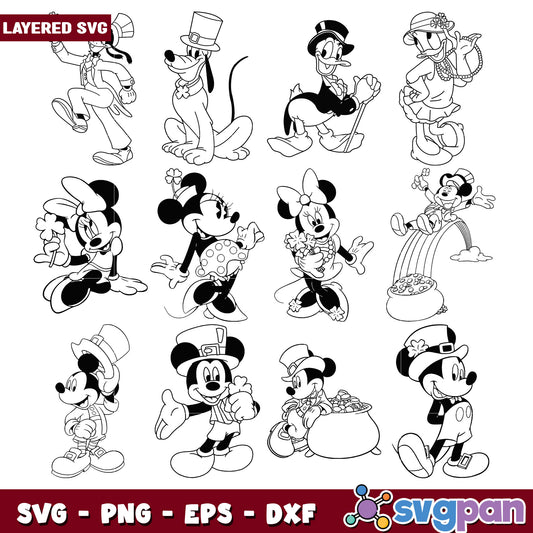 Layered SVG Mickey St Patricks Day Bundle