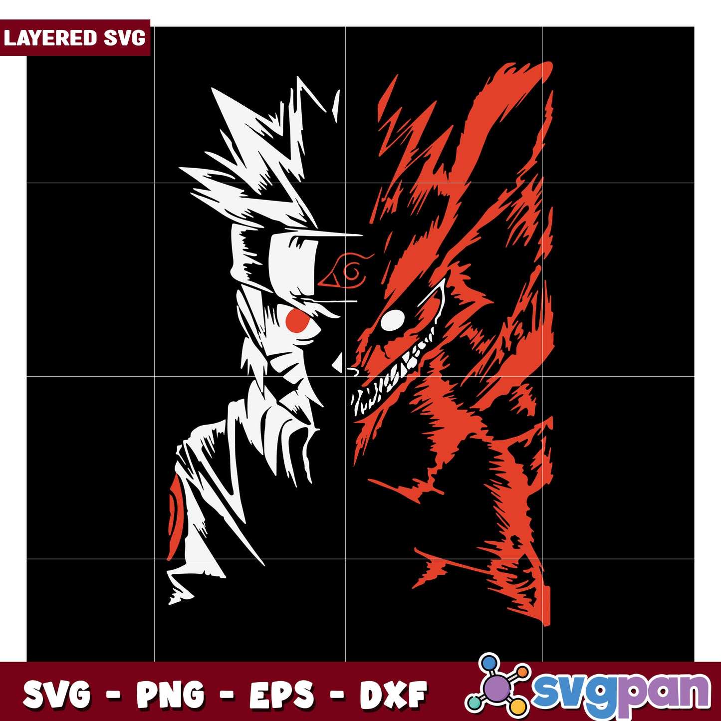 Layered SVG Naruto Design, Perfect for Crafts and Projects