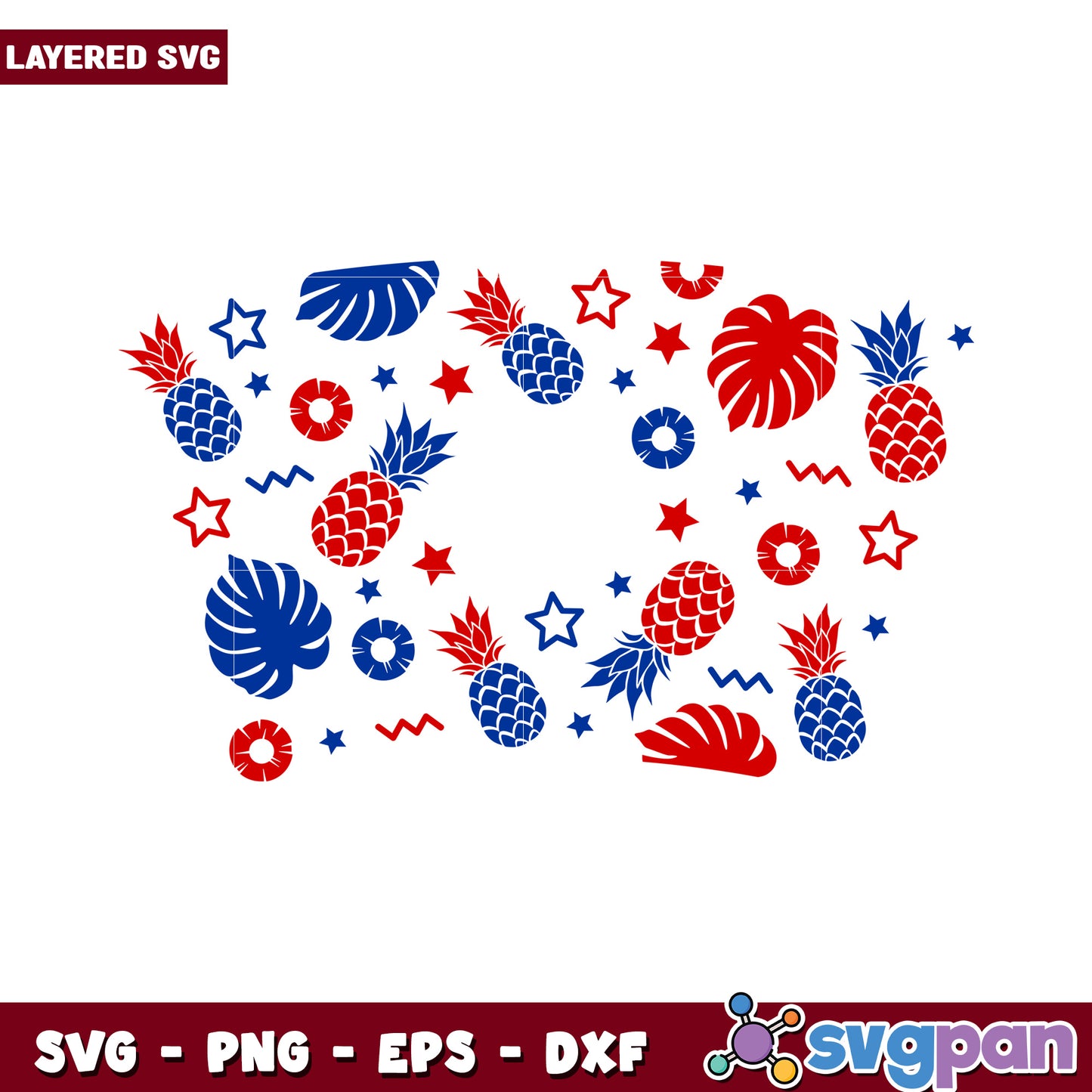 Layered SVG Pineapple Pattern Design for Crafts, Ideal for DIY projects