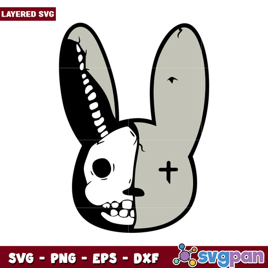 Layered SVG Rabbit Design, Cute Yet Spooky Graphic Art