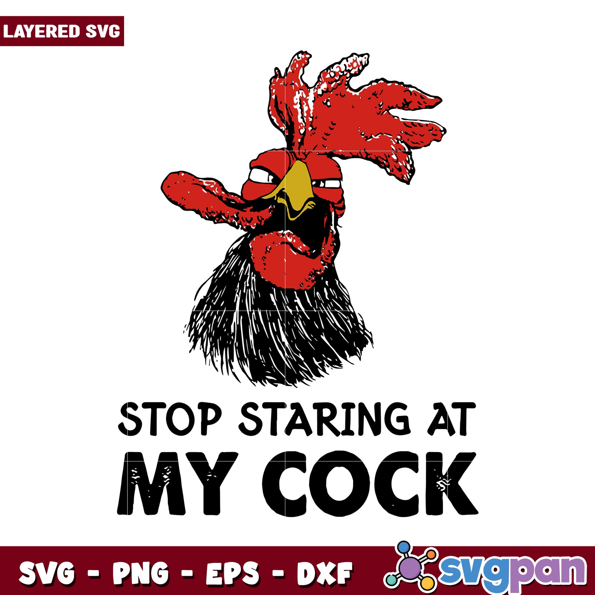 Layered SVG Rooster Design, unique and funny rooster art for craft projects