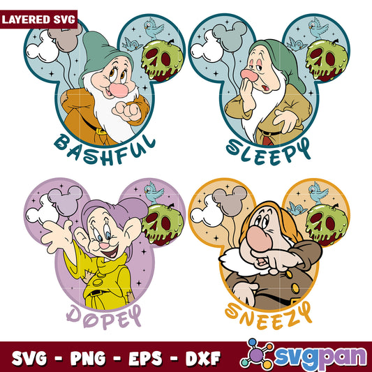 Layered SVG Seven Dwarfs Bundle