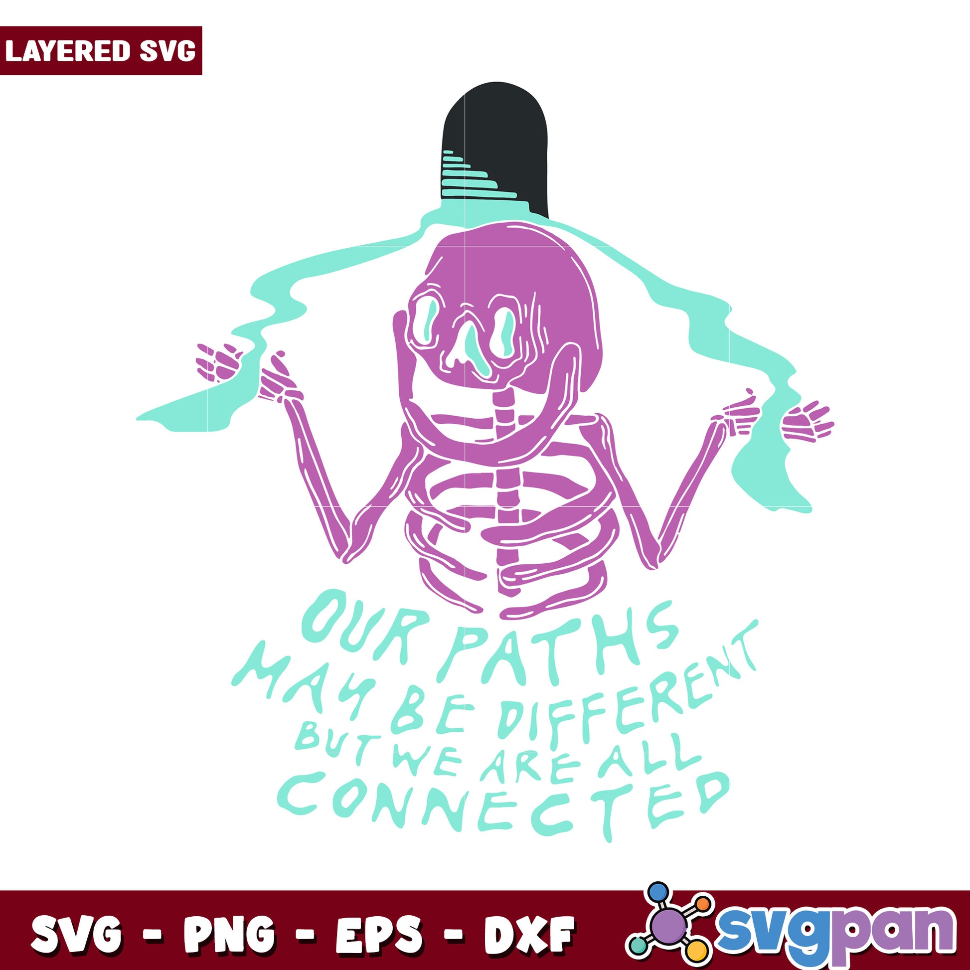 Layered SVG Skeleton Design, Unique Paths and Connection Theme