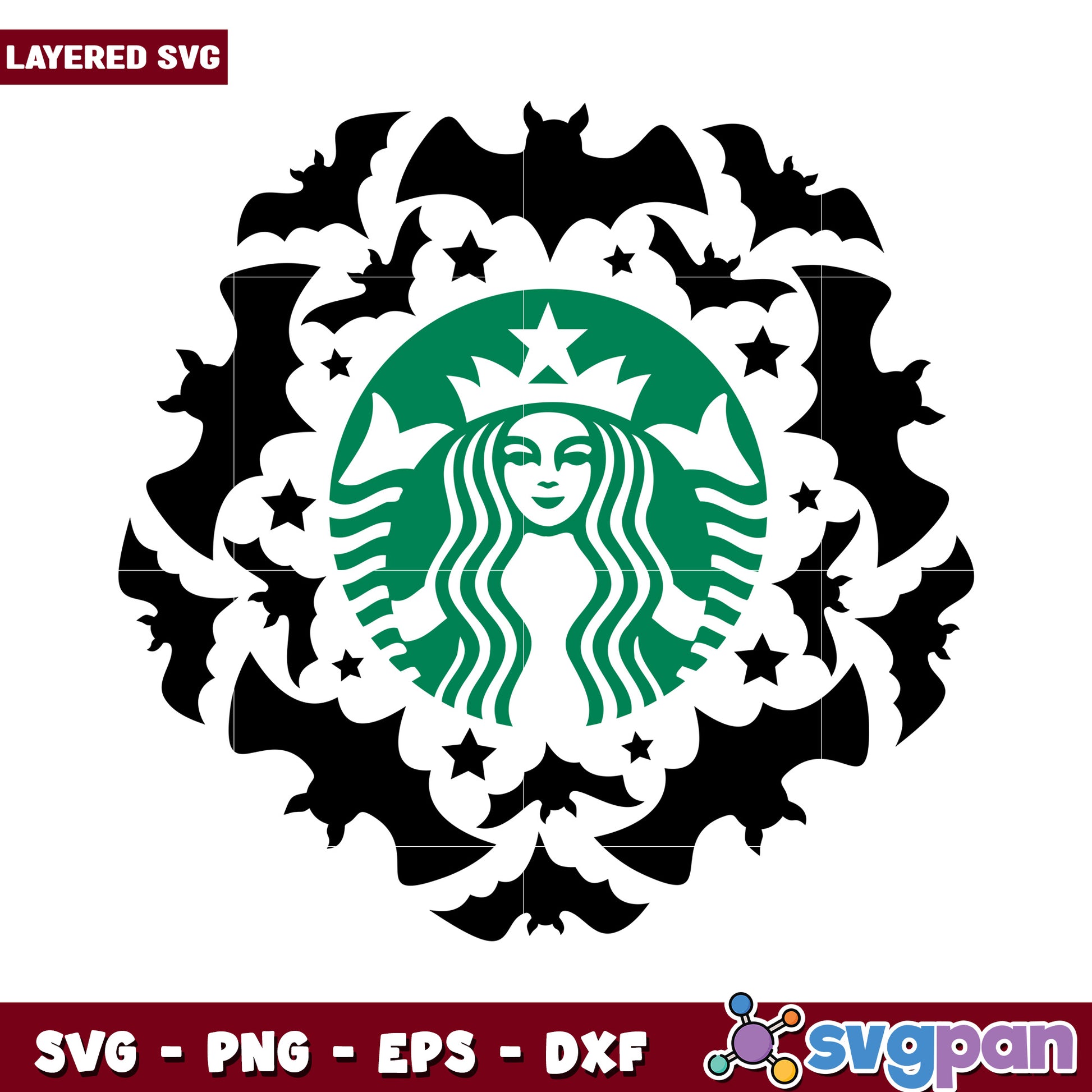 Layered SVG Starbucks Design, perfect for Halloween crafts and decor