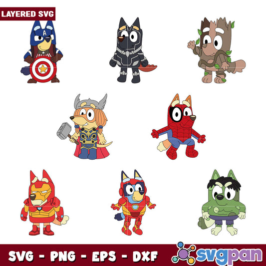 Layered SVG Superhero Puppy Bundle