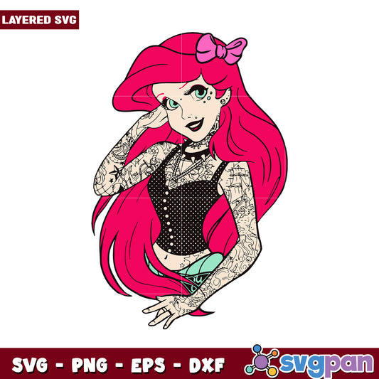 Layered SVG design of a pink-haired character, perfect for crafting projects