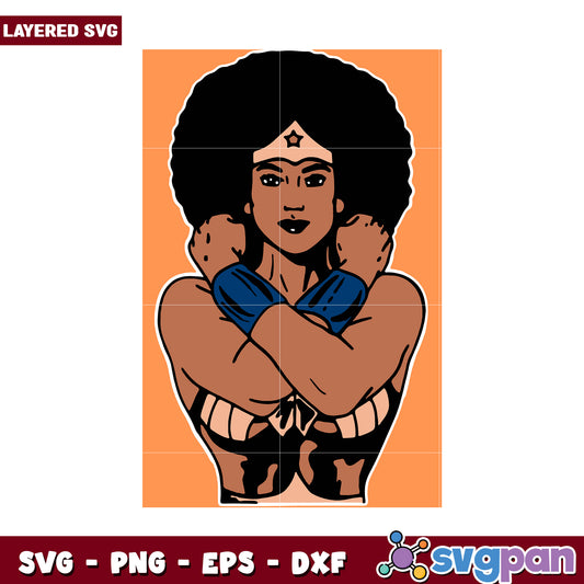Layered SVG design of a strong woman, perfect for creative projects