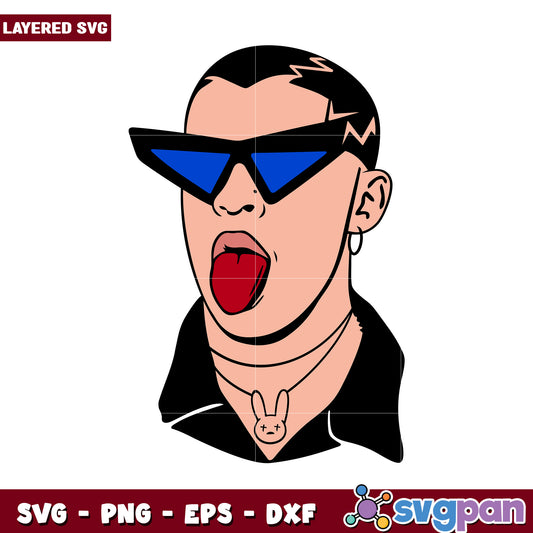 Layered SVG design of a trendy character, perfect for printing and crafts