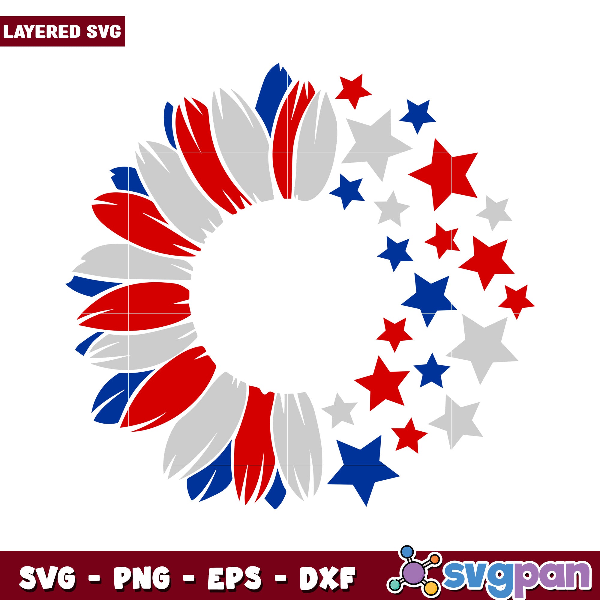 Layered SVG floral design with stars, perfect for creative projects ...