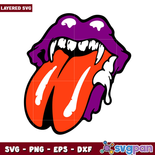 Layered SVG of Bold Purple Lips, Perfect for Creative Projects