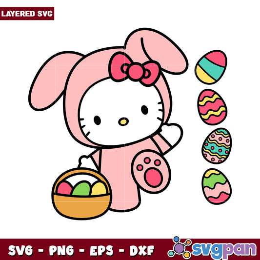Layered SVG of Cute Bunny Character, Perfect for Easter Crafts