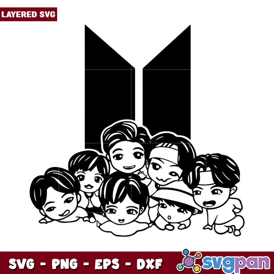 Layered SVG of Cute Cartoon Group, Perfect for Crafts and Decor