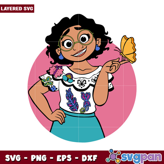 Layered SVG of a Girl with Butterfly, Perfect for Craft Projects