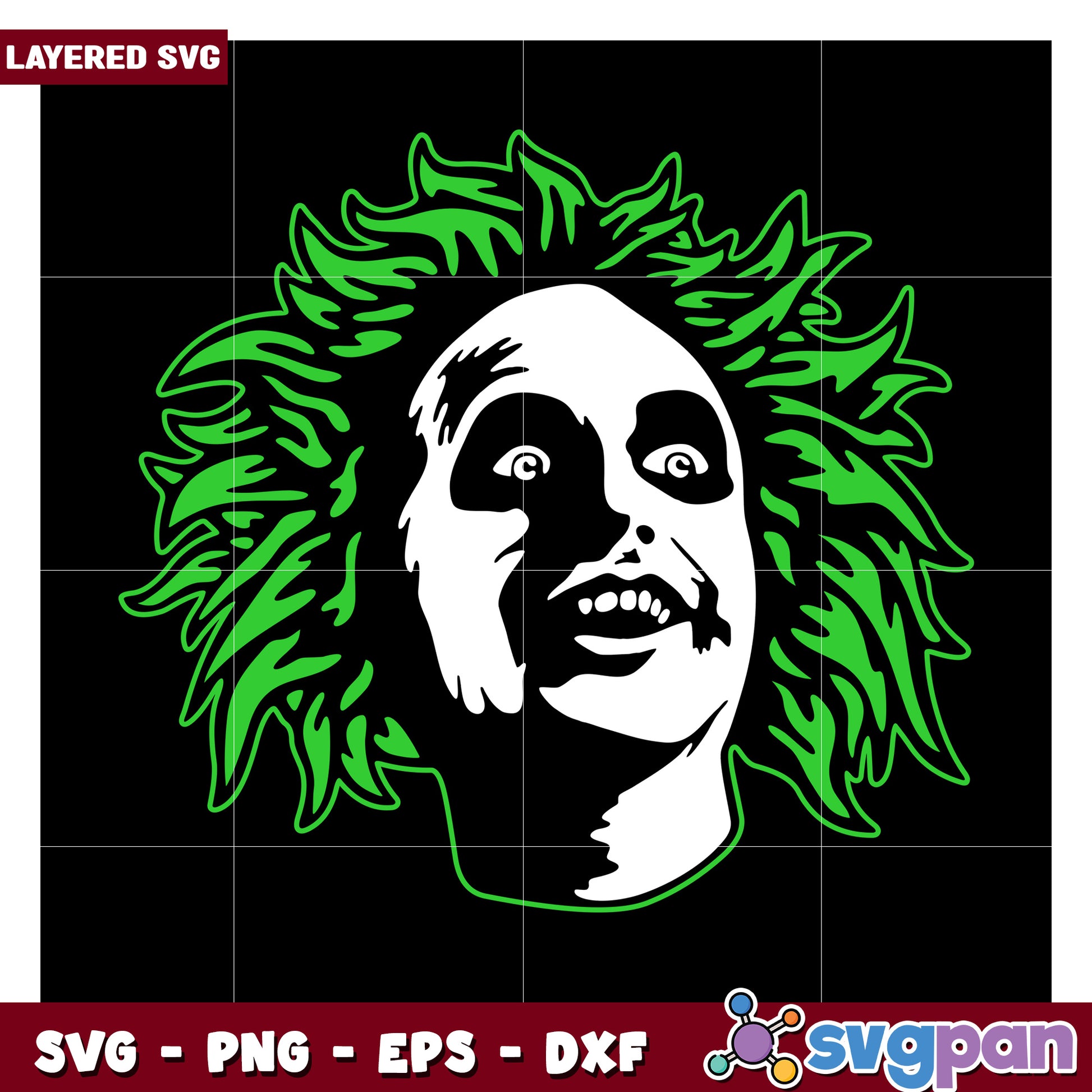 Layered SVG of a Green Haired Character, Perfect for Creative Projects