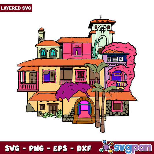 Layered SVG of a colorful house, perfect for your design projects