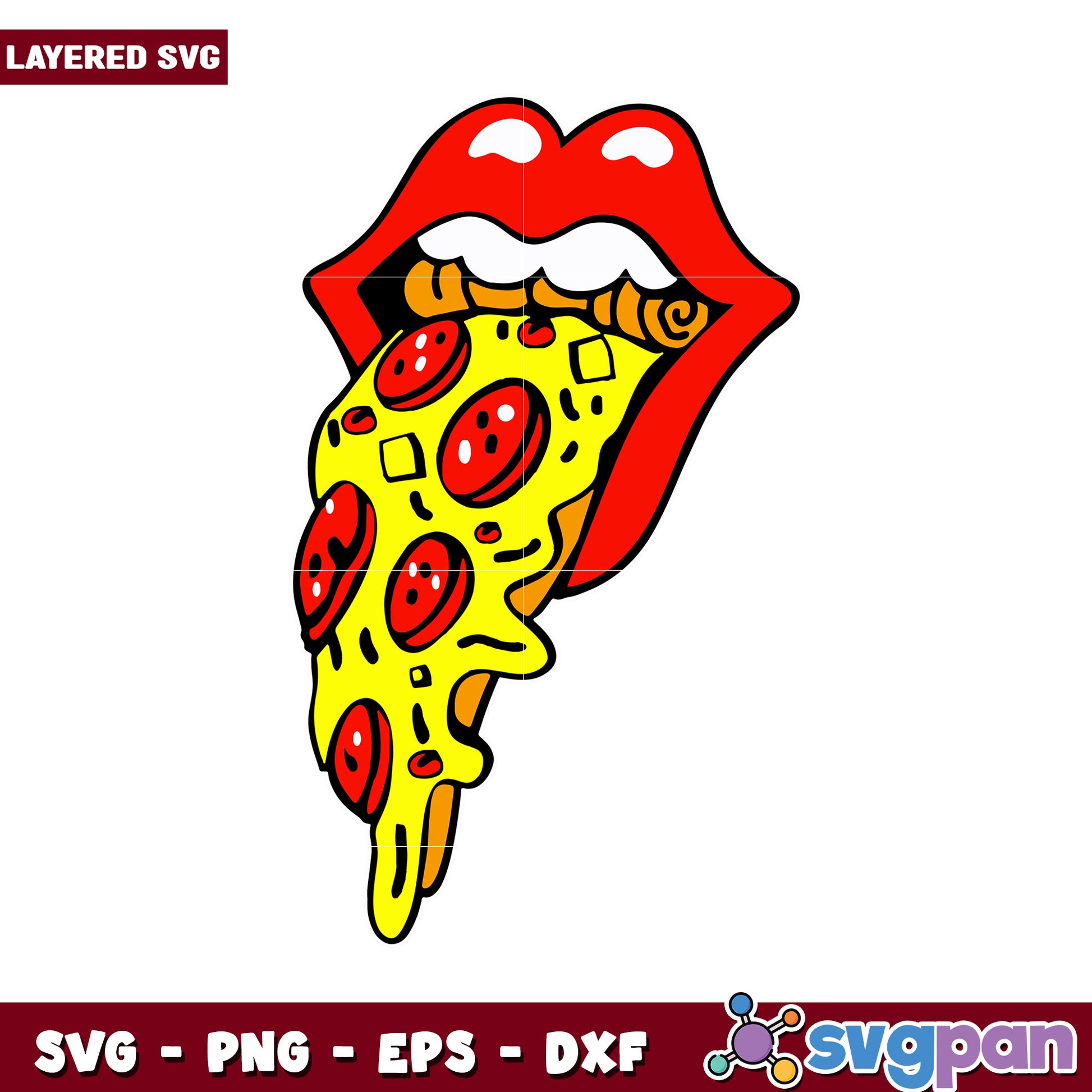 Layered SVG of a mouth with pizza, perfect for creative projects