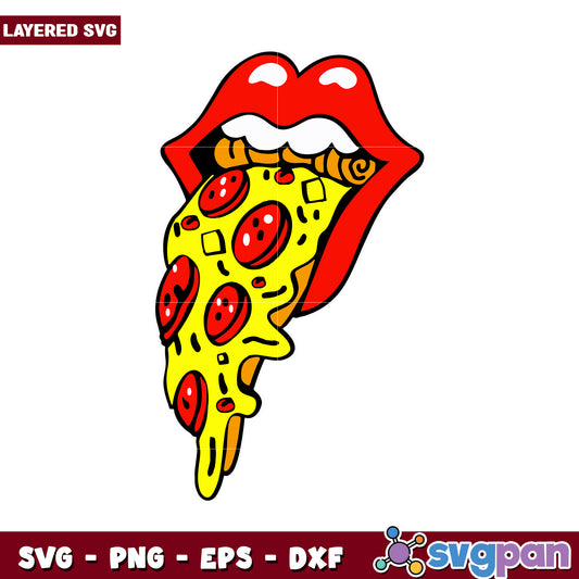 Layered SVG of a mouth with pizza, perfect for creative projects