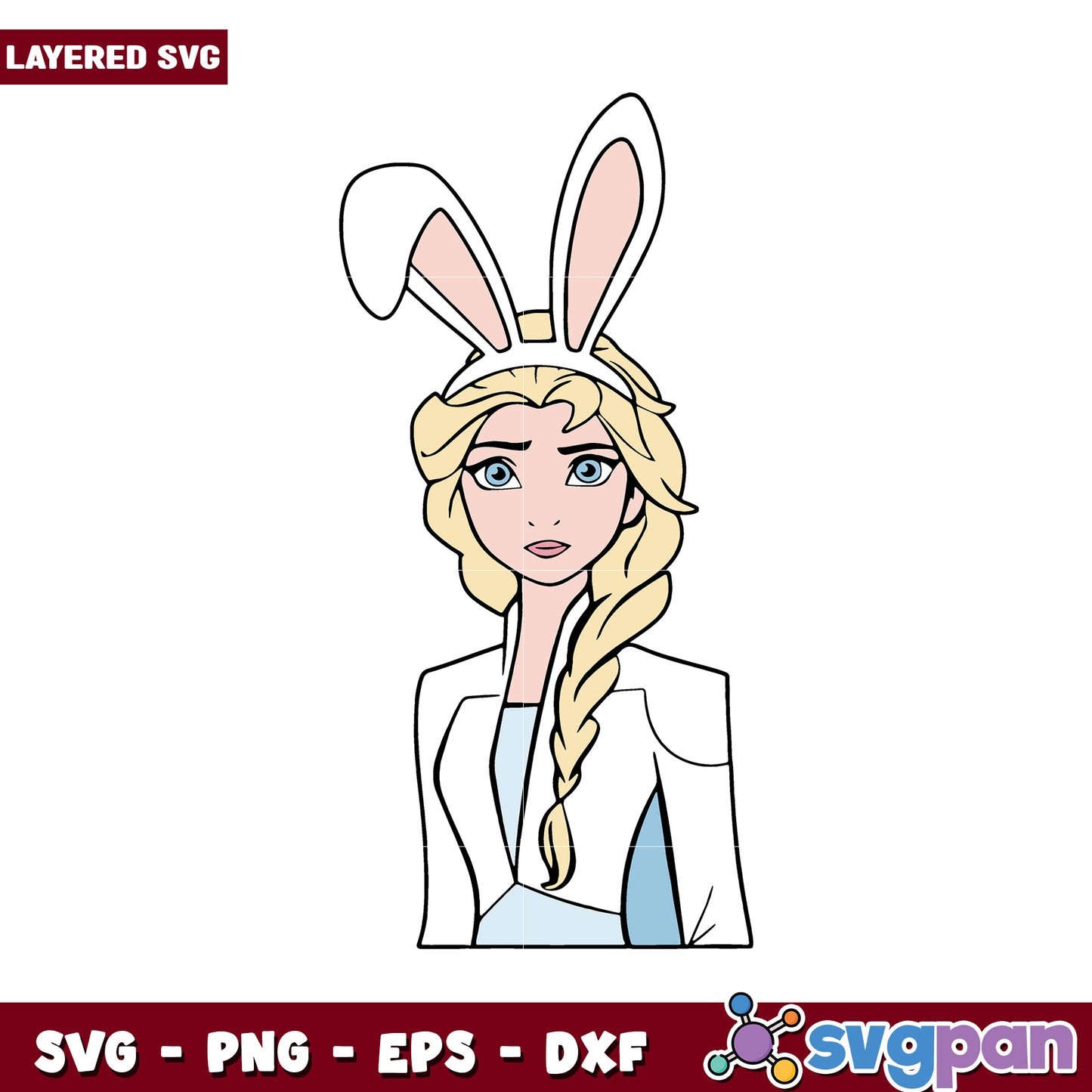 Layered SVG of character with bunny ears, perfect for crafting projects