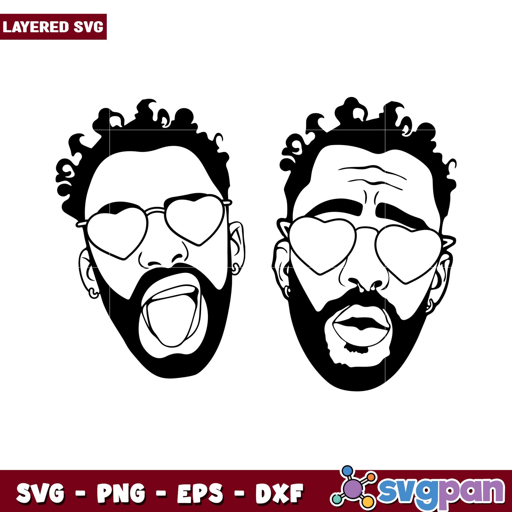 Layered SVG with Two Facial Expressions, Perfect for Creative Projects