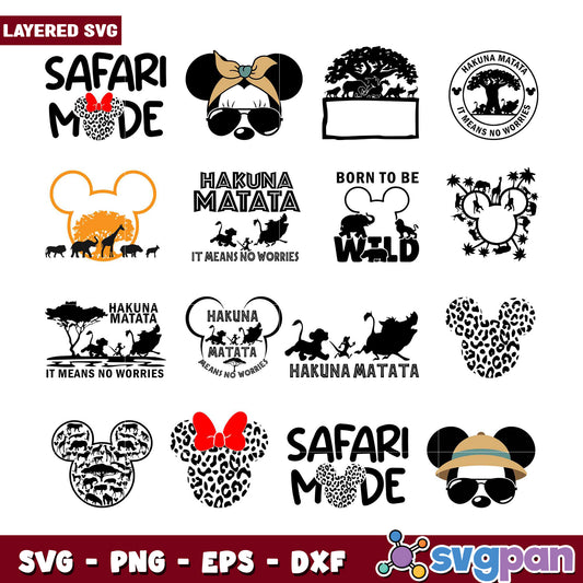 Layered Safari Mickey Mouse SVG Bundle