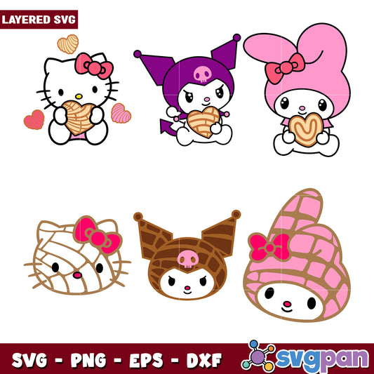 Layered Sanrio Pan Dulce SVG Bundle