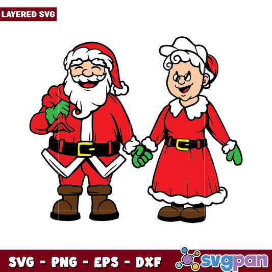 Layered Santa and Mrs Claus SVG for Christmas decor, perfect for crafting projects