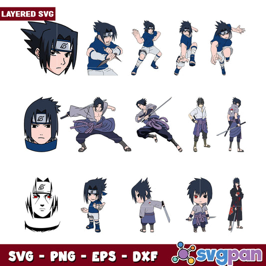 Layered Sasuke Bundle SVG for Crafts and Design