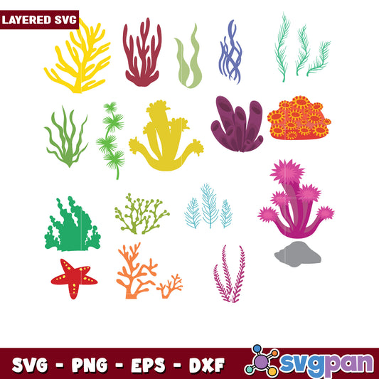 Layered Seaweed SVG Bundle