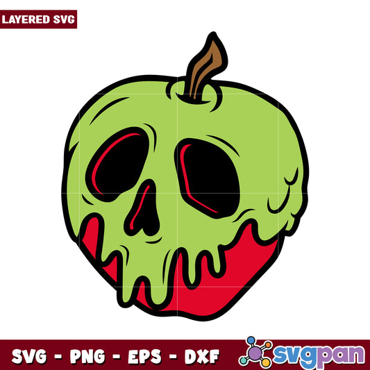 Layered Skull Apple SVG Design, Perfect for Halloween Crafts