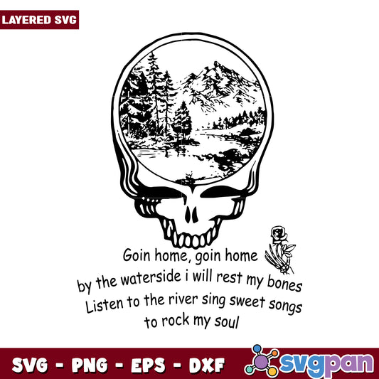 Layered Skull SVG Design for Nature Lovers, Perfect for Crafts