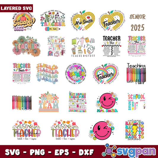 Layered Teacher SVG Bundle