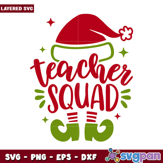 Layered Teacher Squad SVG Design, Perfect for Holiday Crafts