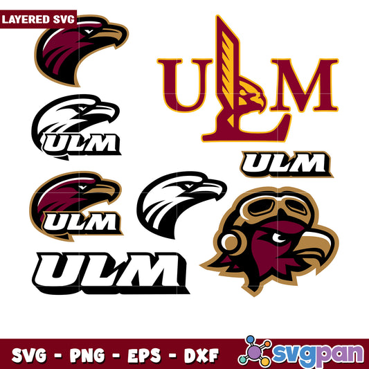 Layered ULM Eagles Logo Bundle SVG Design Pack