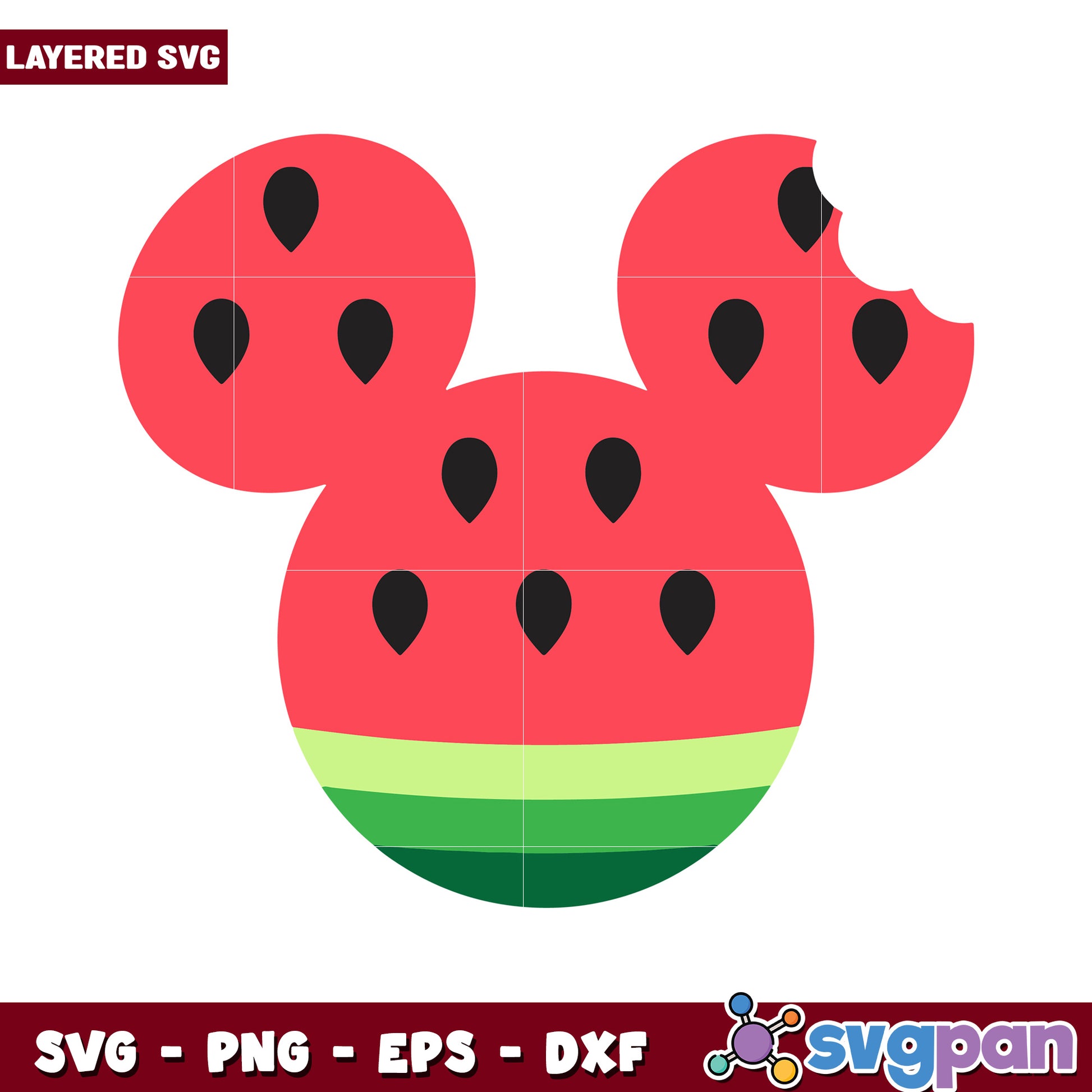Layered Watermelon Mickey SVG Design, Perfect for Craft Projects